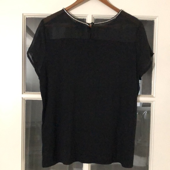 Black Jersey and Sheer Rhinestone top - Picture 3 of 4